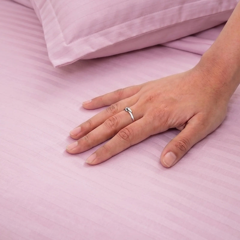 Breton Mellow - Satin Striped Duvet Cover (Pink)-2