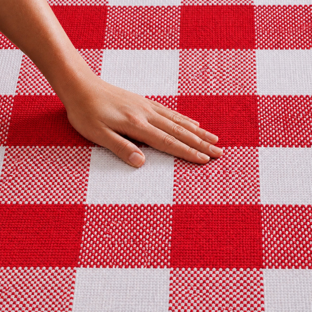 Breton Shadowplay - Plaid Rug (Red & White)-2
