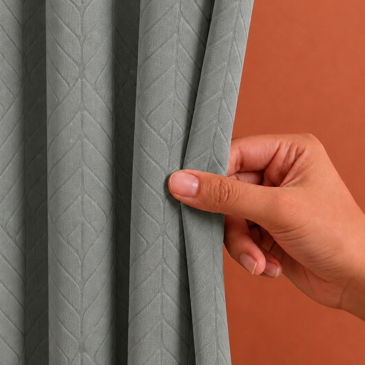Fort Essential Embossed - Eyelet Black Backing Blackout Curtain (Grey)-4