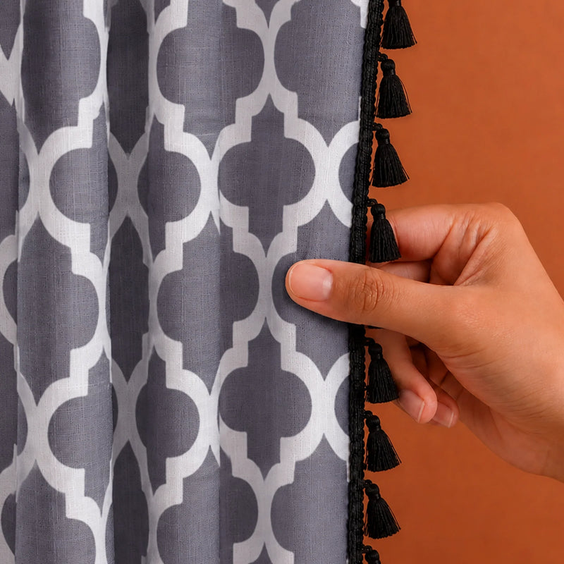 Imprimer Handpicked Soleil - Rod Pocket Printed Semi Blackout Curtain (Grey)-2