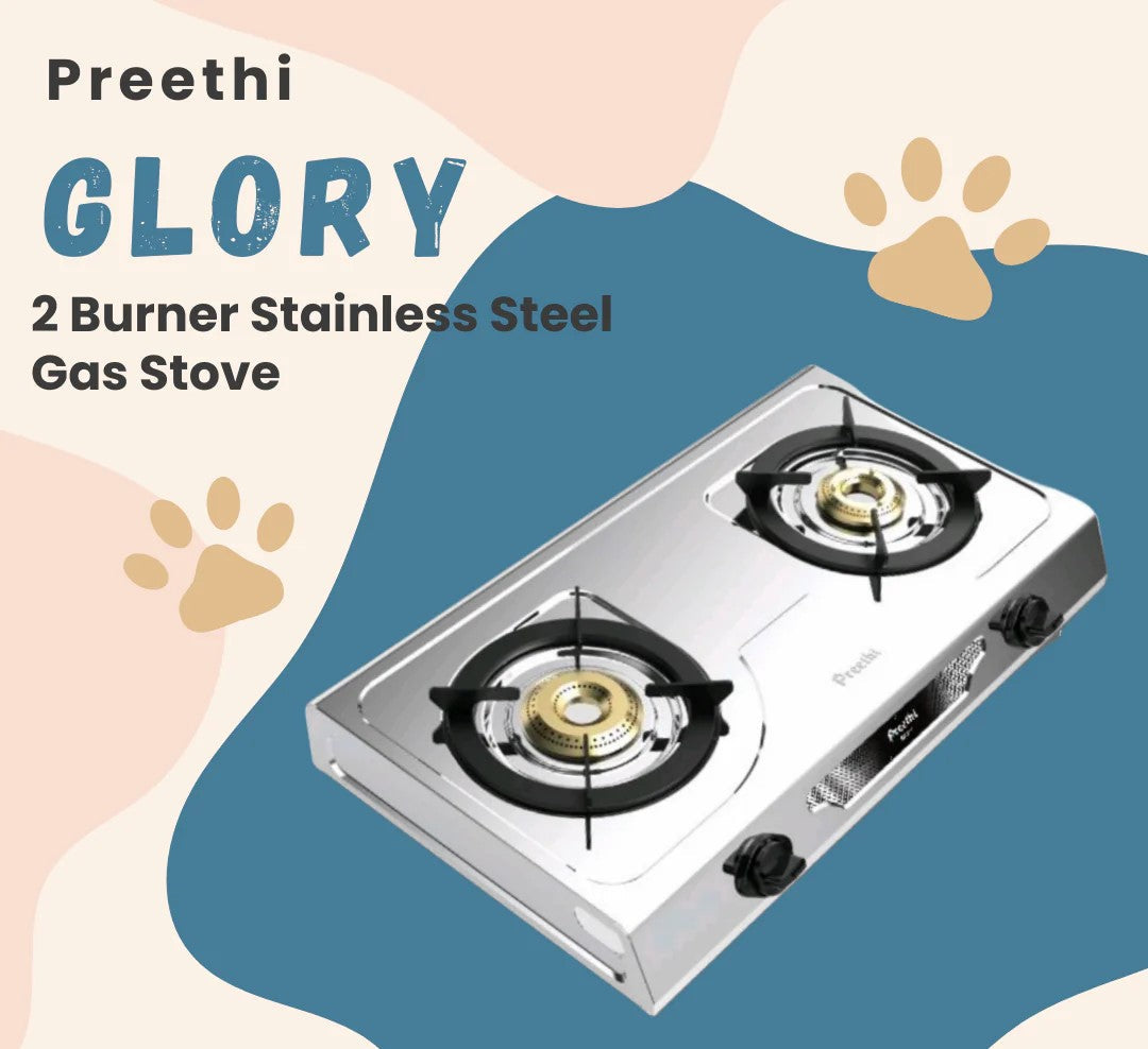 Preethi Glory 2 Burner Gas Stove Stainless Steel