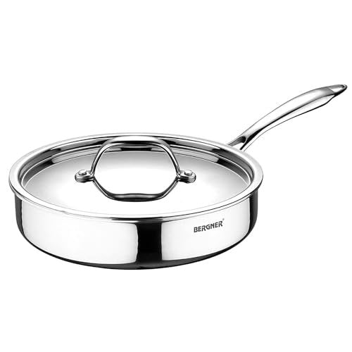 BERGNER SAUTE PAN-ARGENT TRIPLY 220MM W/LID