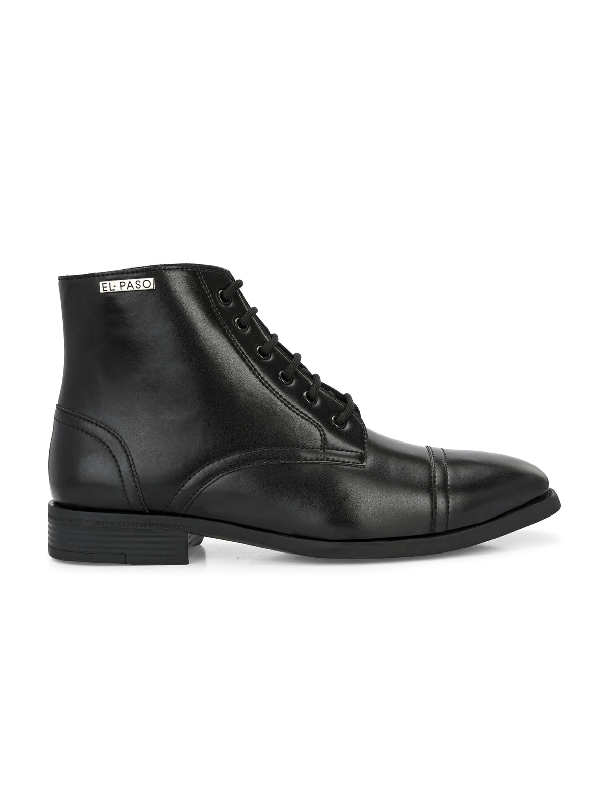 Black Lace-Up Block Heel Boots