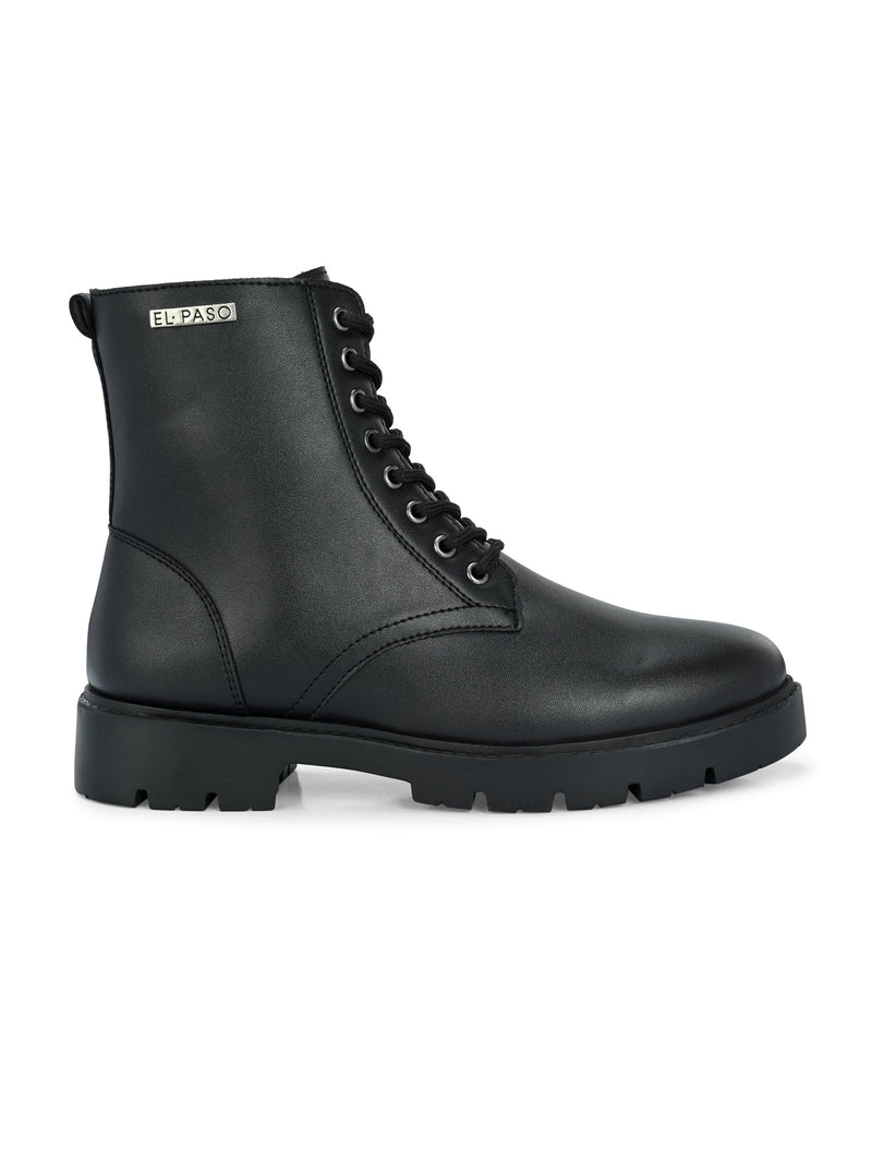 Brown Lace-Up Block Heel Boots