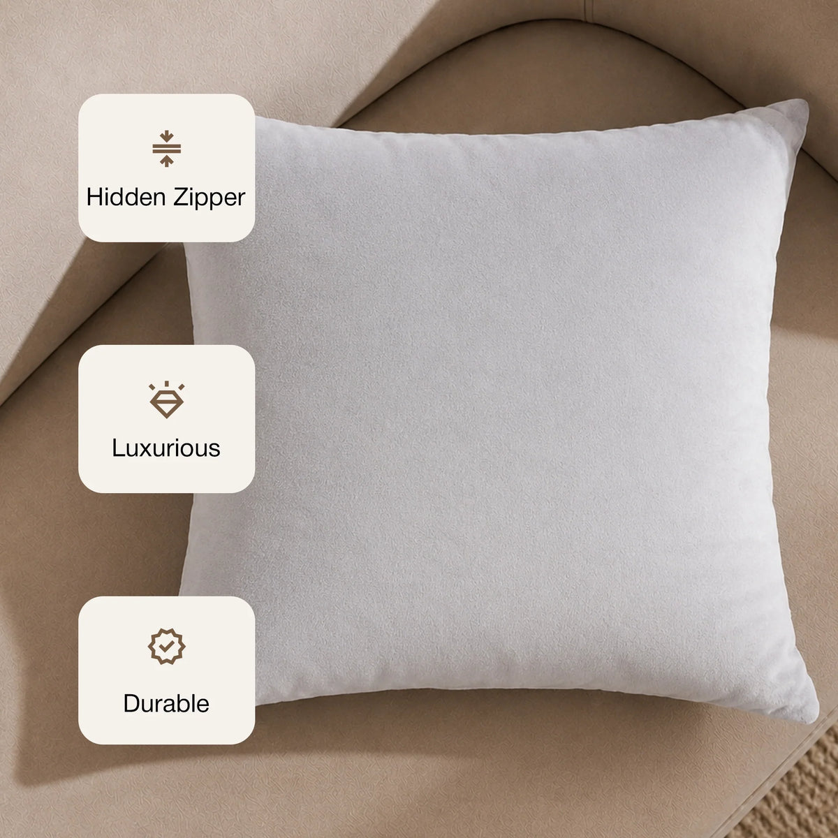 Fort Royal - Velvet Solid Dye Cushion Cover (White)-3