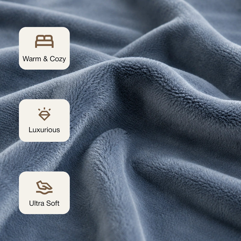 Fort Mellow - Solid Plush Blanket (Frost Blue)-5
