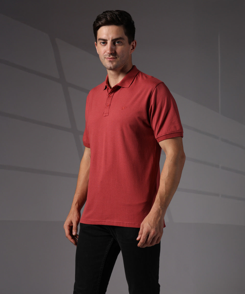 Naturefab Men’s Organic Bamboo Polo Tshirt Earth Red