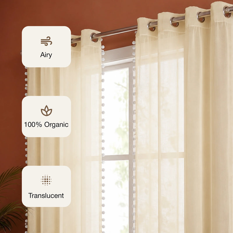 Fort Handpicked Breeze - Beige Sheer Curtain-3