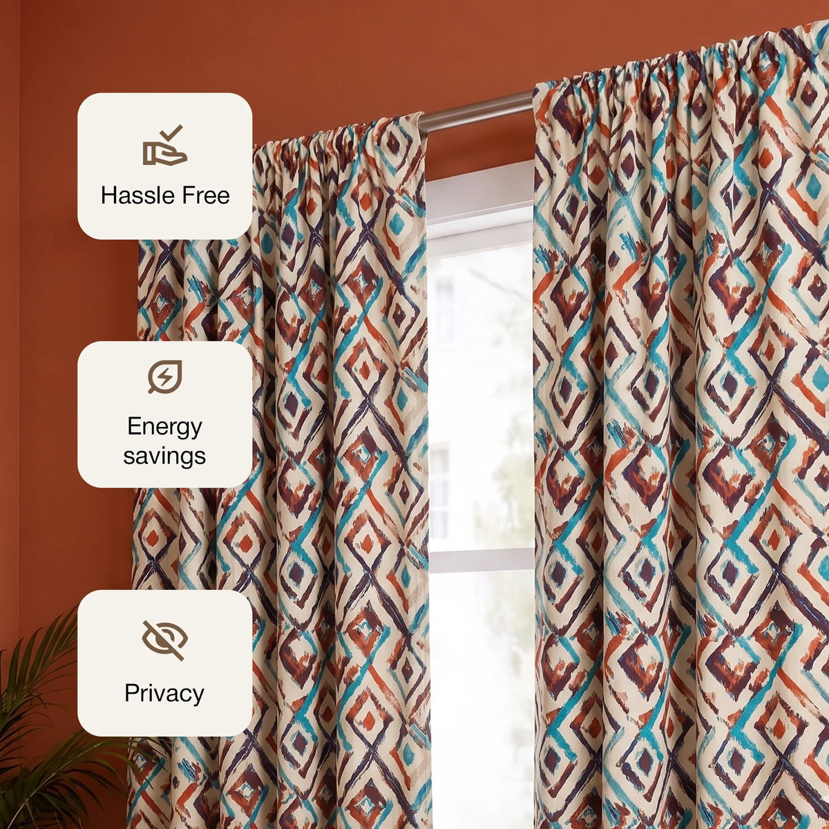 Imprimer Geometric - DP Rod Pocket Blackout Curtain (Multicolor)-3