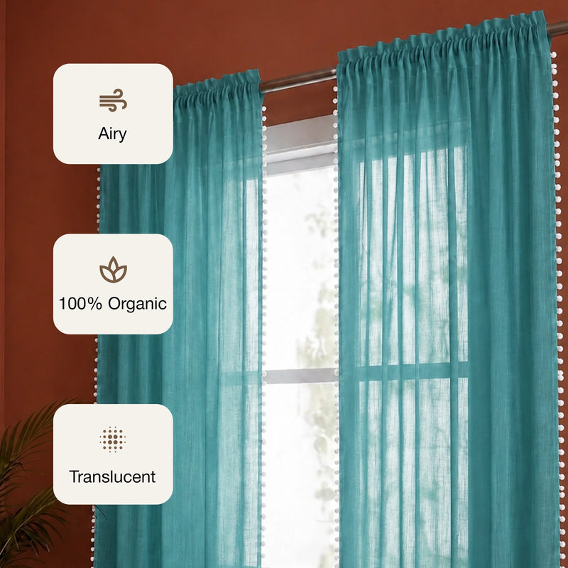 Fort Handpicked Breeze - Rod Pocket Blue Sheer Curtain-3