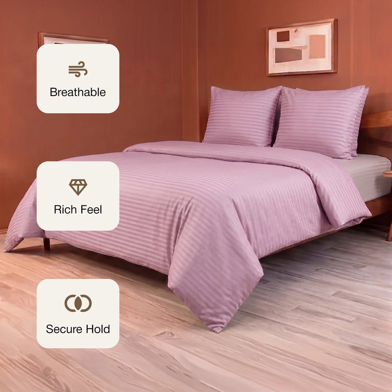 Breton Mellow - Satin Striped Duvet Cover (Pink)-3