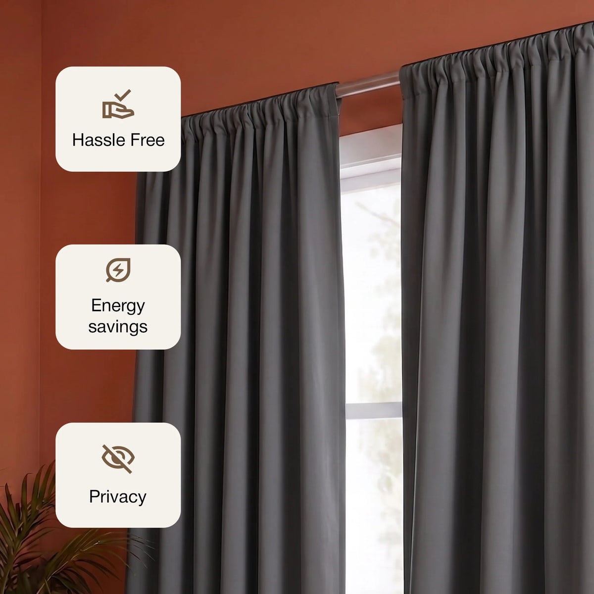 Fort Essential - Rod Pocket Blackout Curtain (Grey)-3