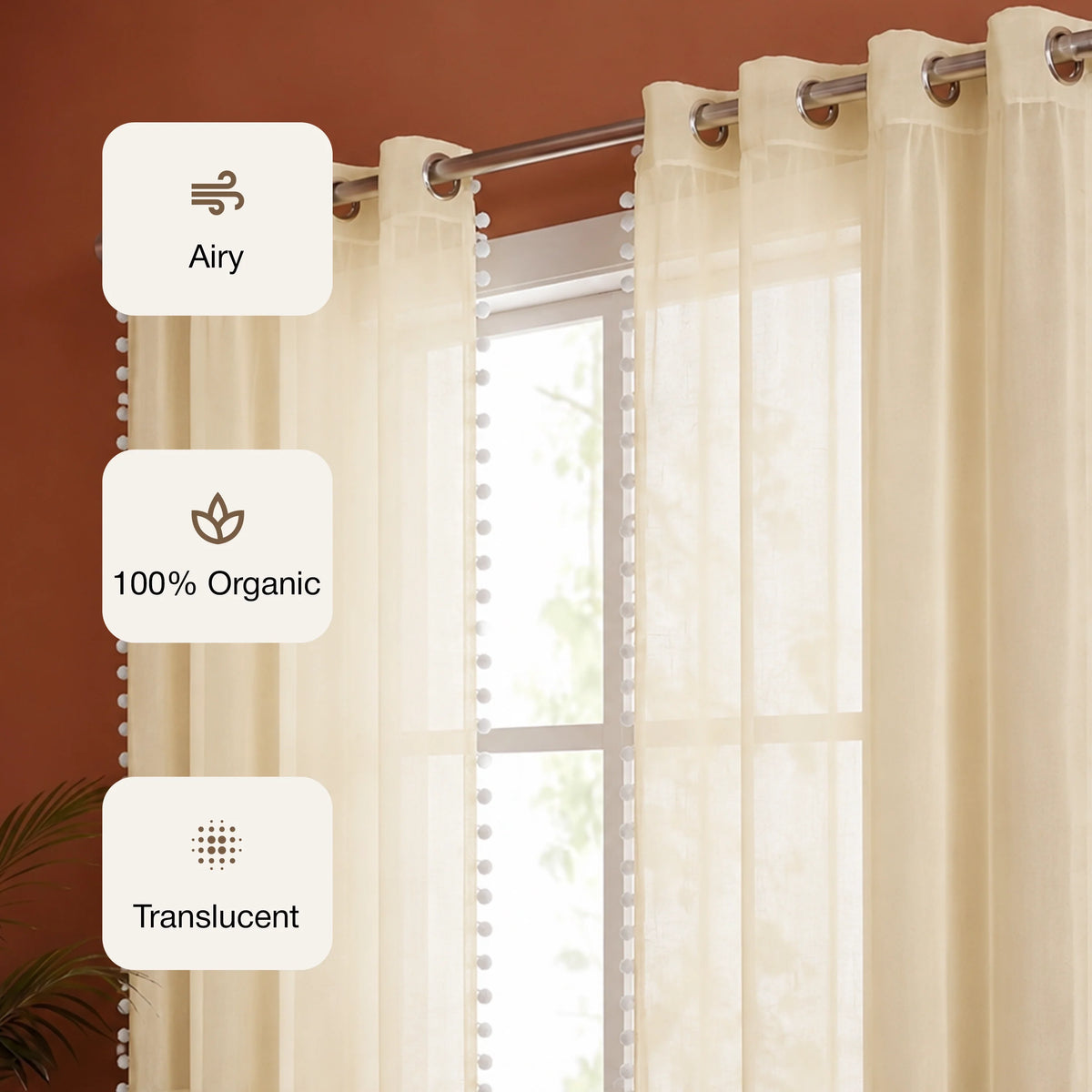 Fort Handpicked Breeze - Beige Sheer Curtain-3