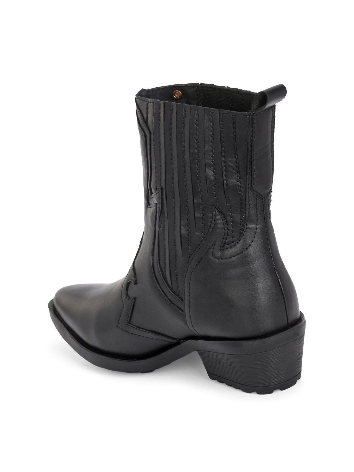 EL PASO Women Faux Leather Casual Slip On Cowboy Boots-5