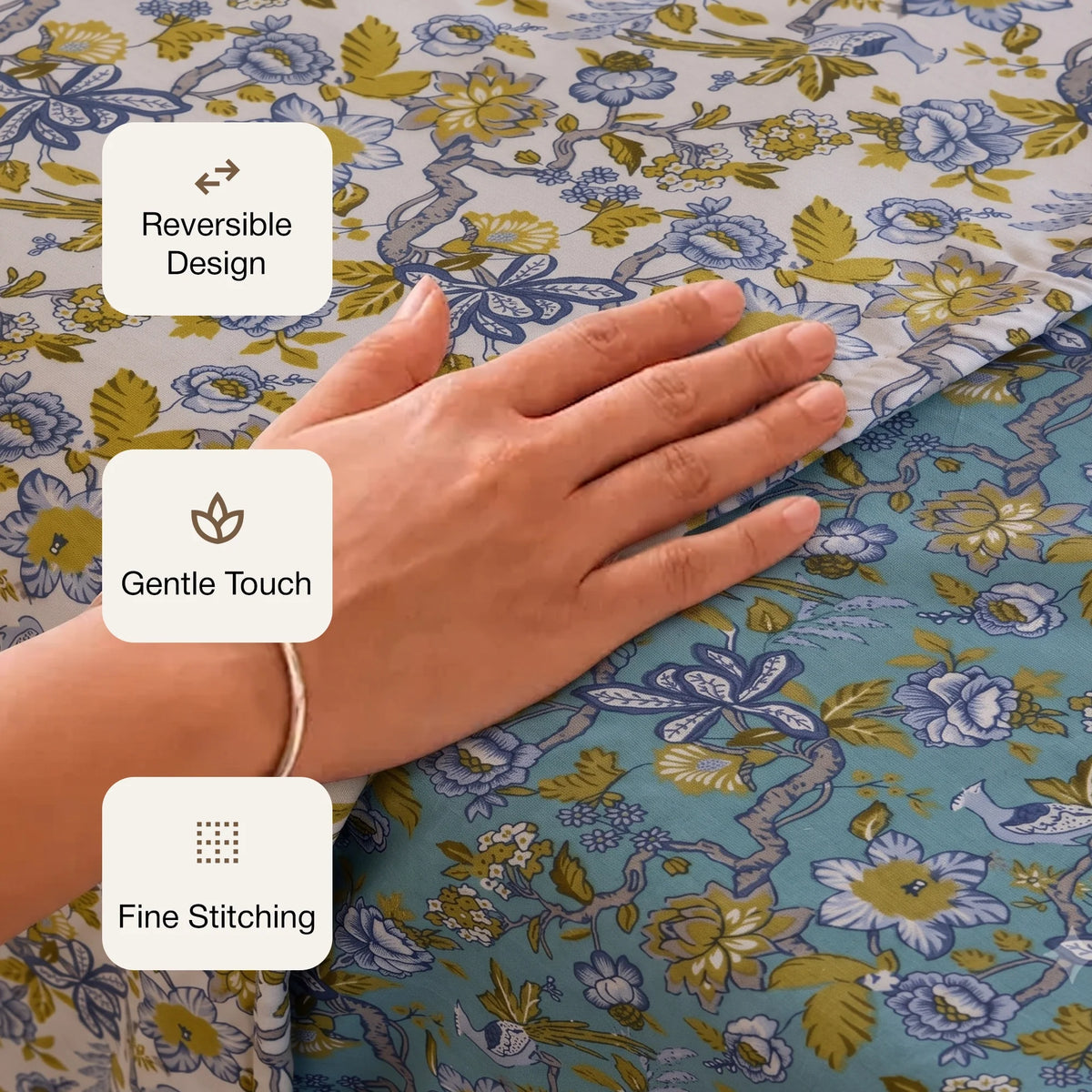 Imprimer Sage - Printed Dohar (Aqua Green & White)-3