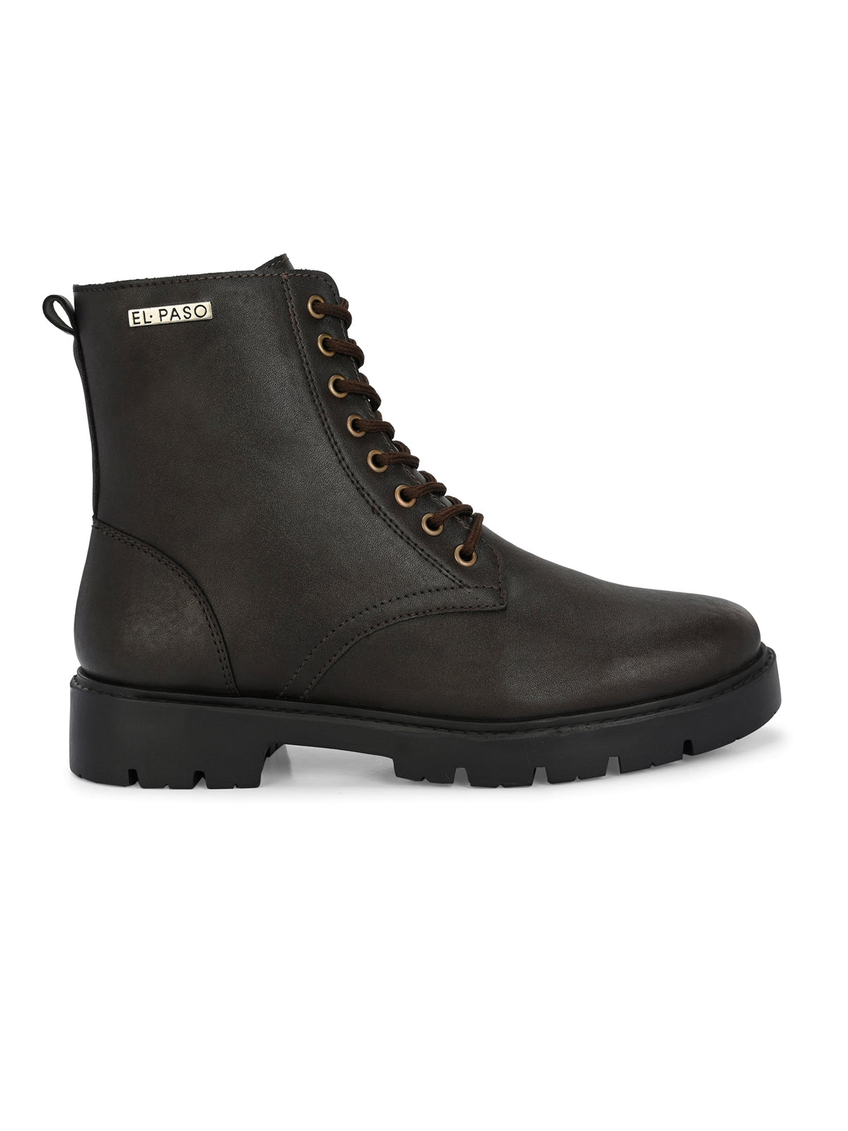 Brown Lace-Up Block Heel Boots