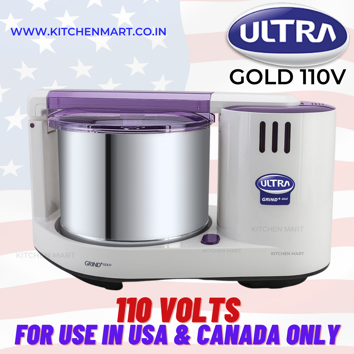 Elgi Ultra Grind Plus Gold 2Litre Table Top Wet Grinder 110volts (For use in USA and Canada only) Seller Converted Model