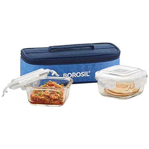 BOROSIL LUNCH BOX-SO2 SQUARE 320ML H