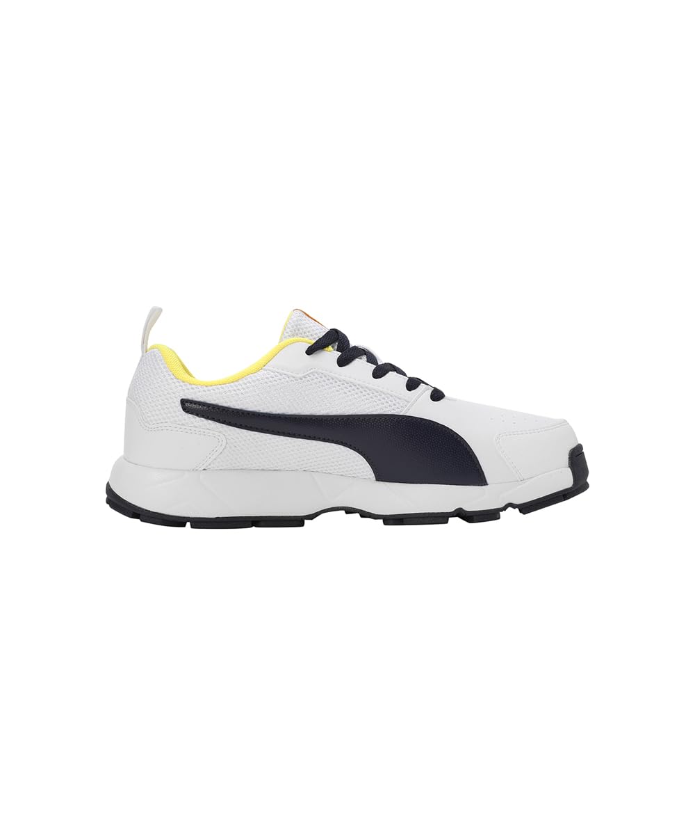 PUMA Cricket HighRun Cricket Shoes - White-Pelé Yellow-Navy