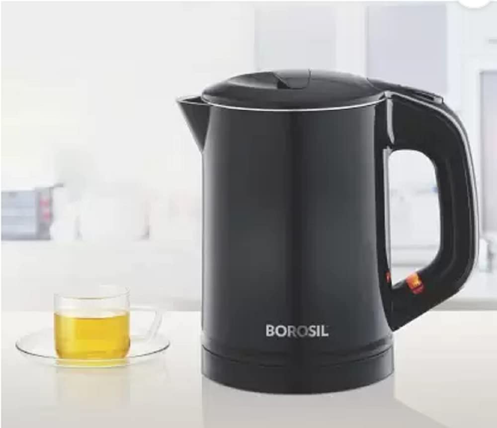 Borosil Eva Cool Touch 0.6L Stainless Steel Electric Kettle - 750W, Black