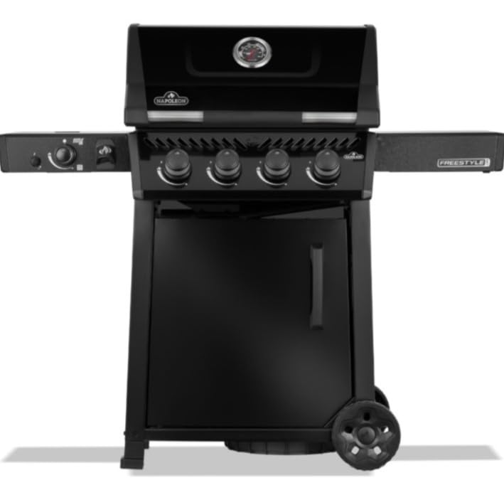 Napoleon Freestyle | FP425DSIBPK | Gas BBQ Grill | 4 Burner | Black | Infrared Side Burner | Cast Iron Grids & Storage D