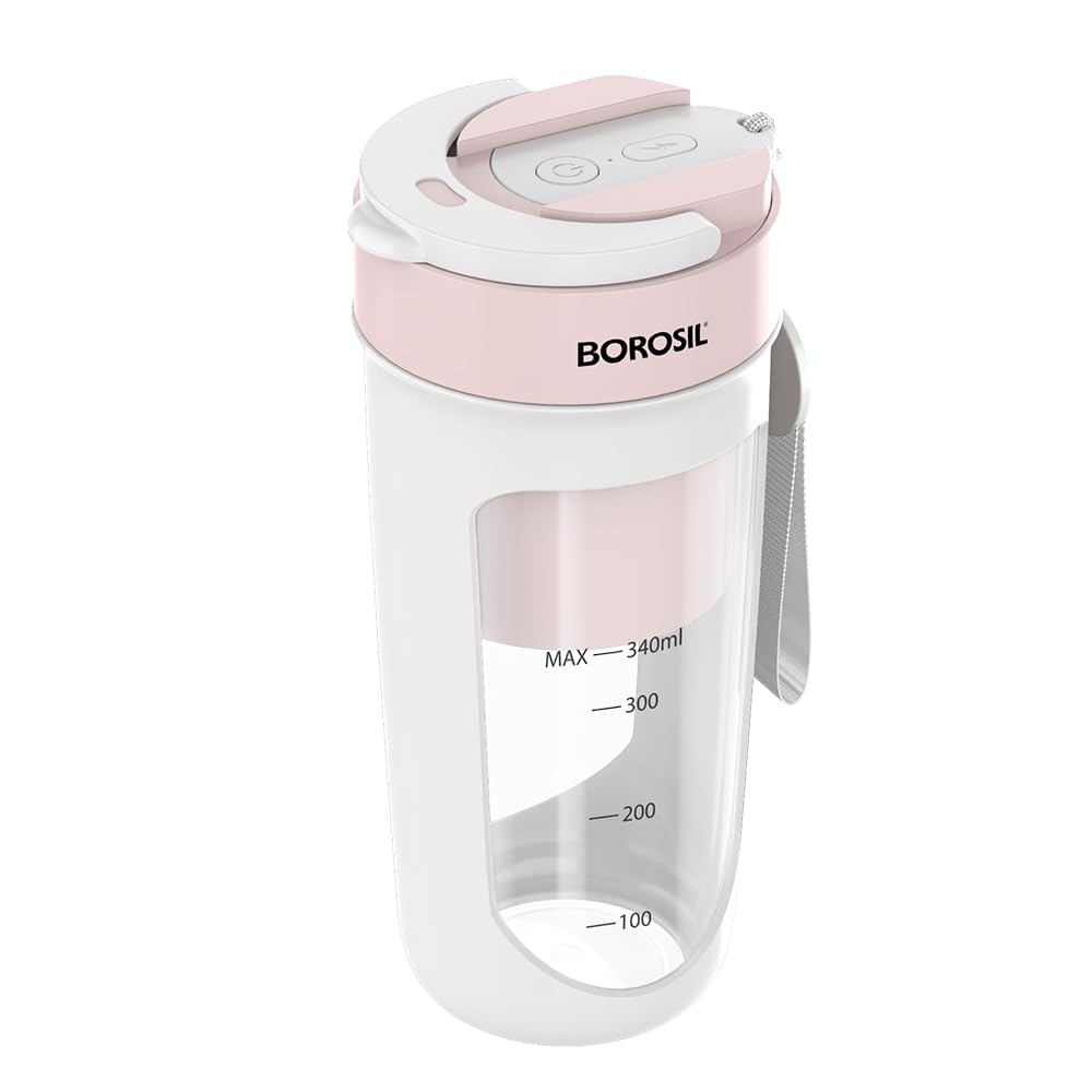 Borosil Portable Blender | 340ml | Unbreakable PC Jar | USB Rechargeable