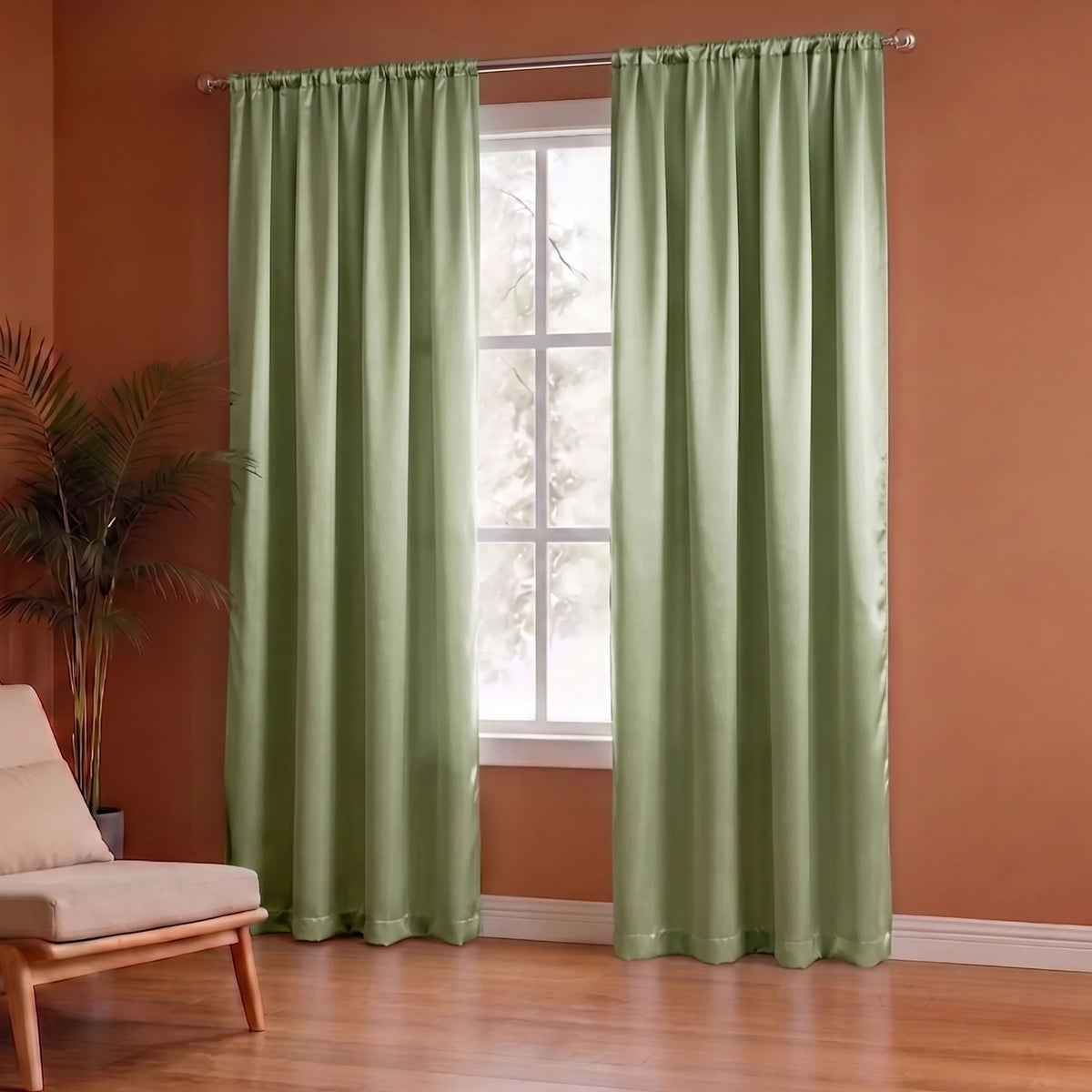 Fort Essential - Rod Pocket Blackout Curtain (Avacado Green)-4