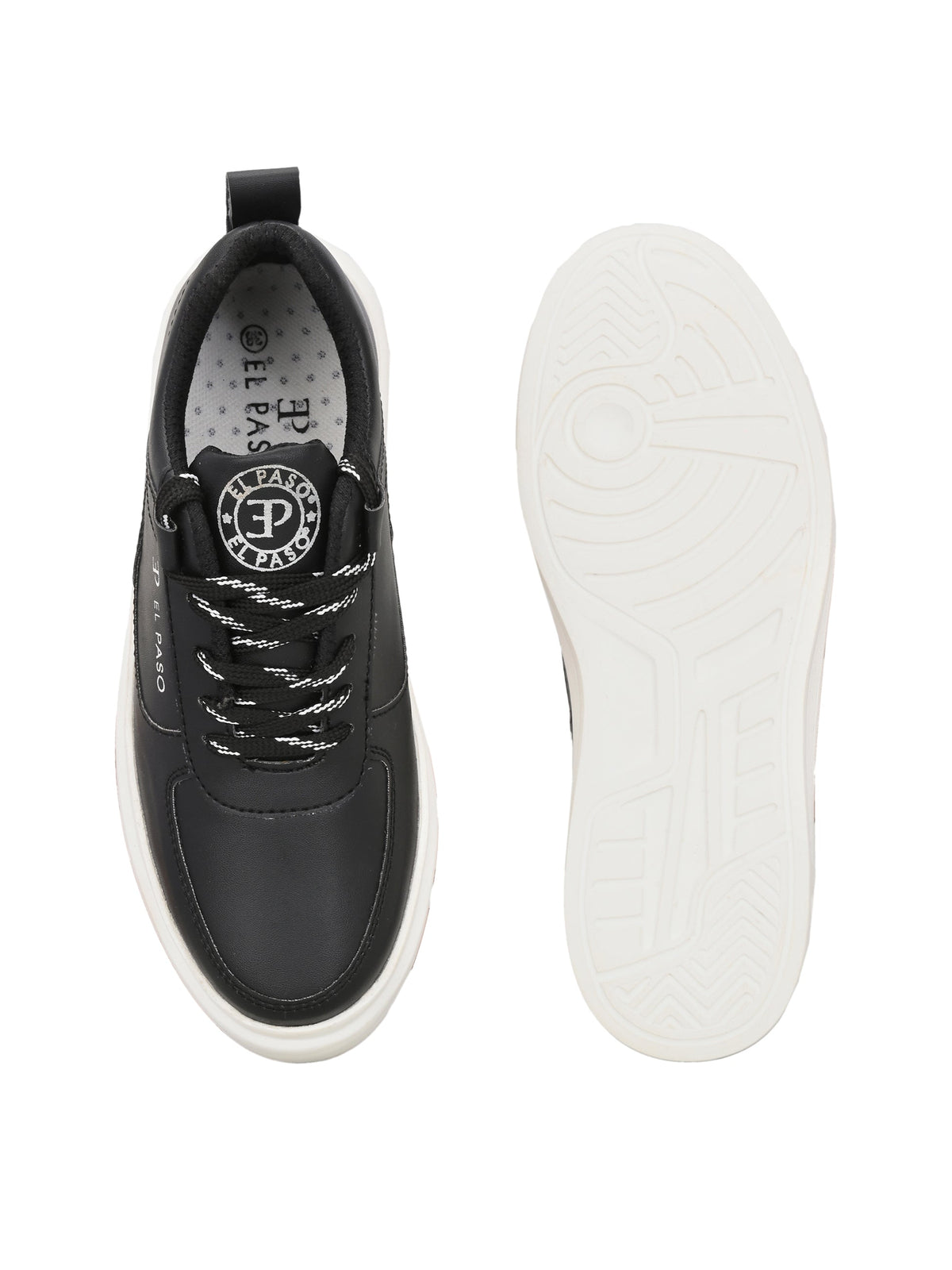 EL PASO Faux Leather Casual Lace Up Sneakers For Women-3