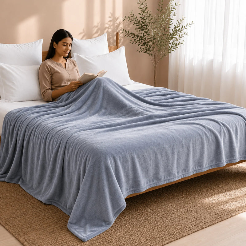 Fort Mellow - Solid Plush Blanket (Frost Blue)-6