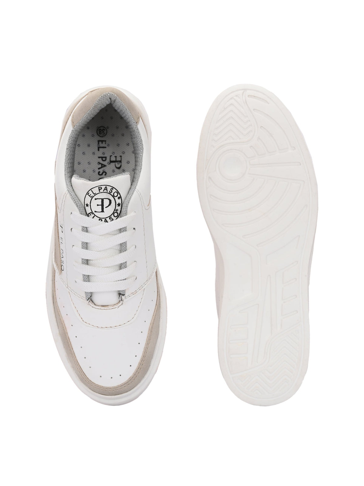 EL PASO Faux Leather Casual Lace Up Sneakers For Women-4