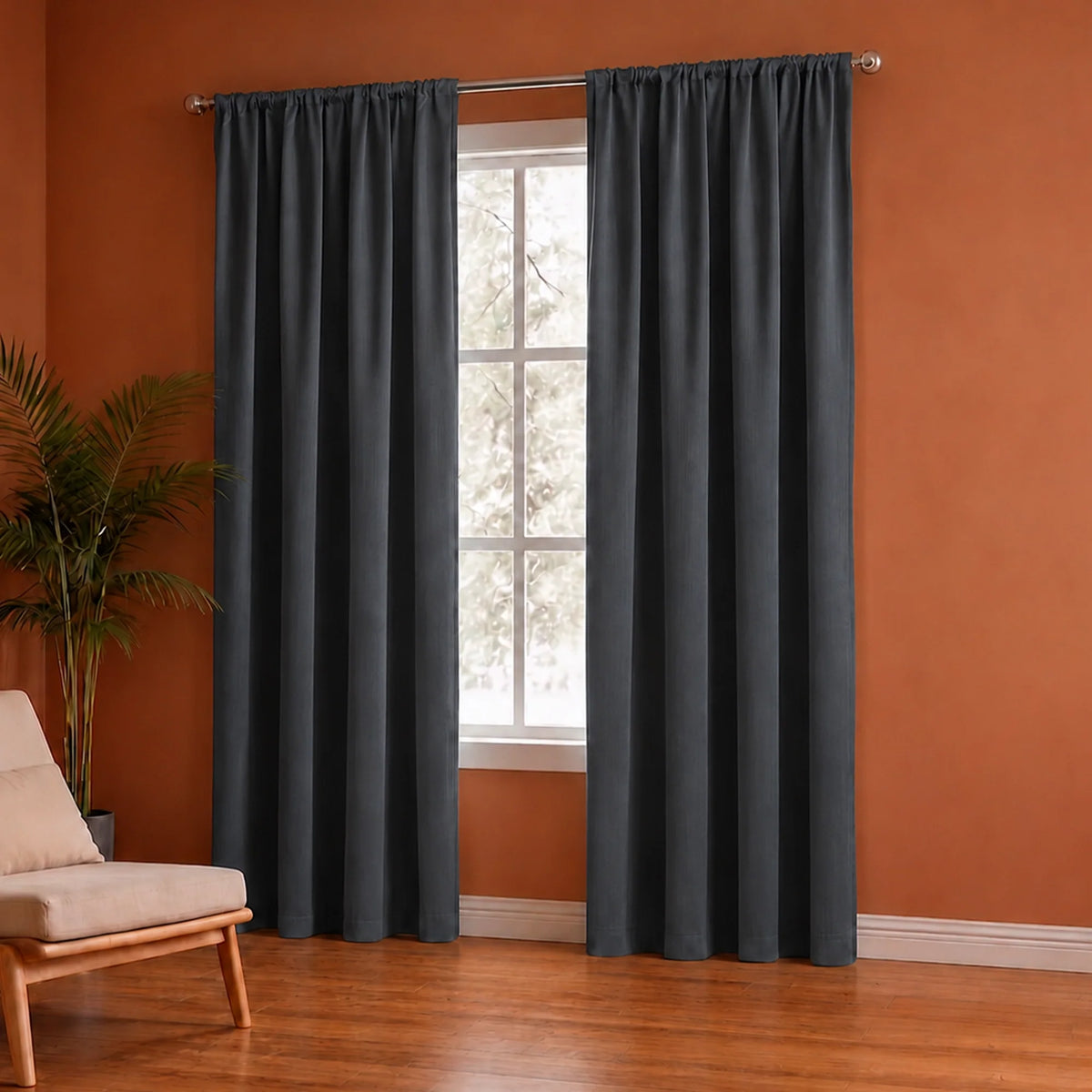 Fort Royal - Rod Pocket Velvet Curtain (Grey)-4