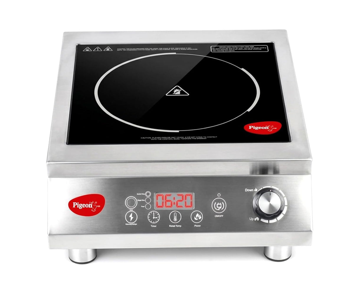 Pigeon Egnite Heavy Duty Commercial Infrared Cooktop 3500W || For Commercial, Stainless Steel Body, Dual Ring Heating, R