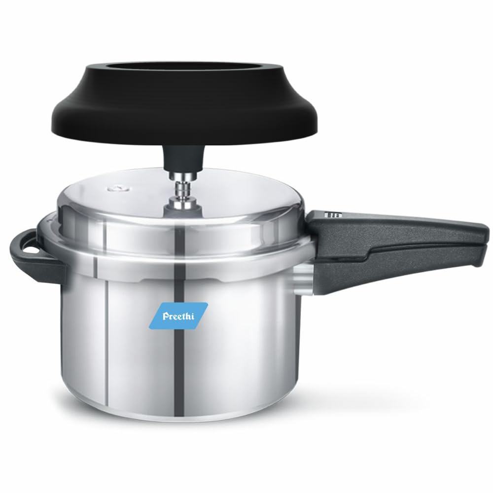 Preethi Aluminium Outer Lid 5 Litre Pressure Cooker with Spill Splash Shield For Zero Spill and Zero Splash (Induction B