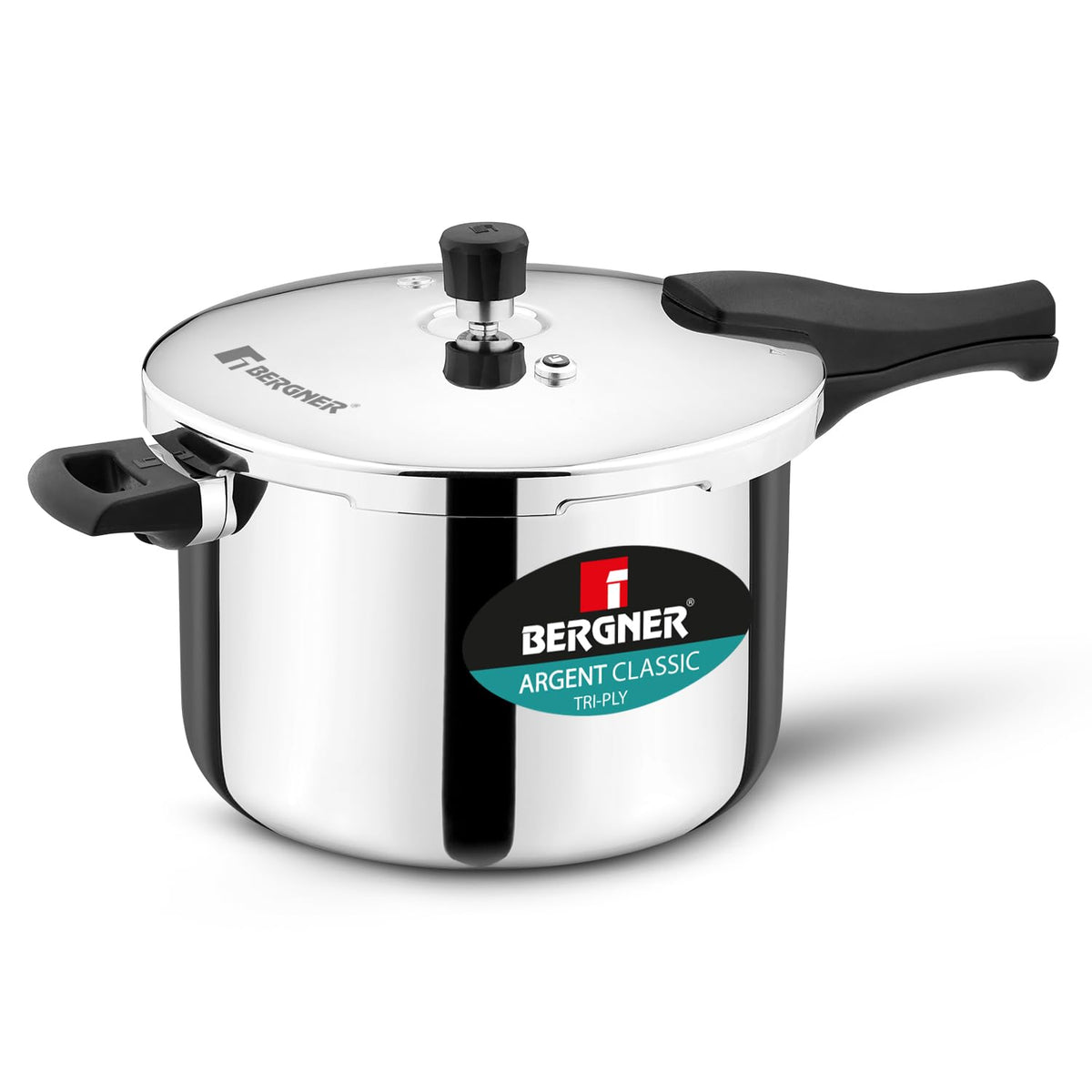 Bergner Argent Triply Pressure Cooker | 8 Litre | Outer Lid | Sturdy Handle