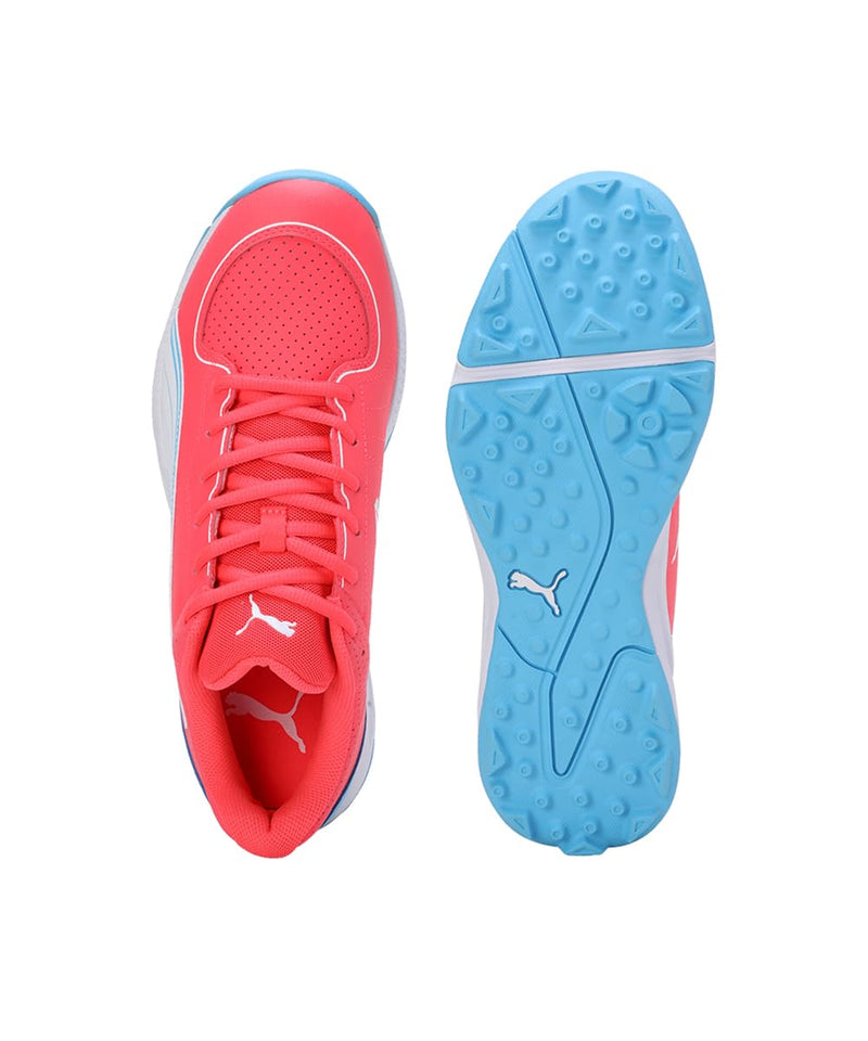 Puma 24 FH Rubber Wide Fit Cricket Shoes - Fire Orchid-White-Luminous Blue
