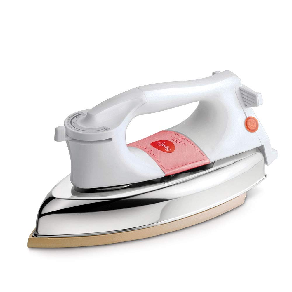 Pigeon Gale Heavy Weight Dry Iron | 1000 Watts | Wrinkle Free | White and Gold