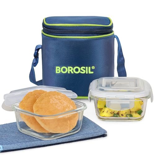 BOROSIL LUNCH BOX-SO2 SQUARE 320ML