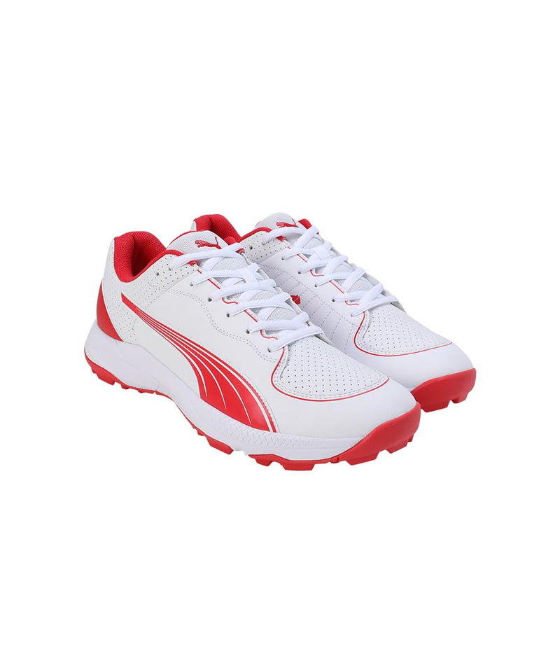 Puma 24 FH Rubber Wide Fit Cricket Shoes - White-Red