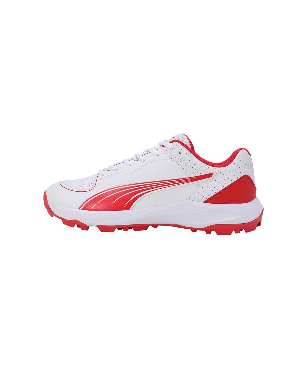 Puma 24 FH Rubber Wide Fit Cricket Shoes - White-Red