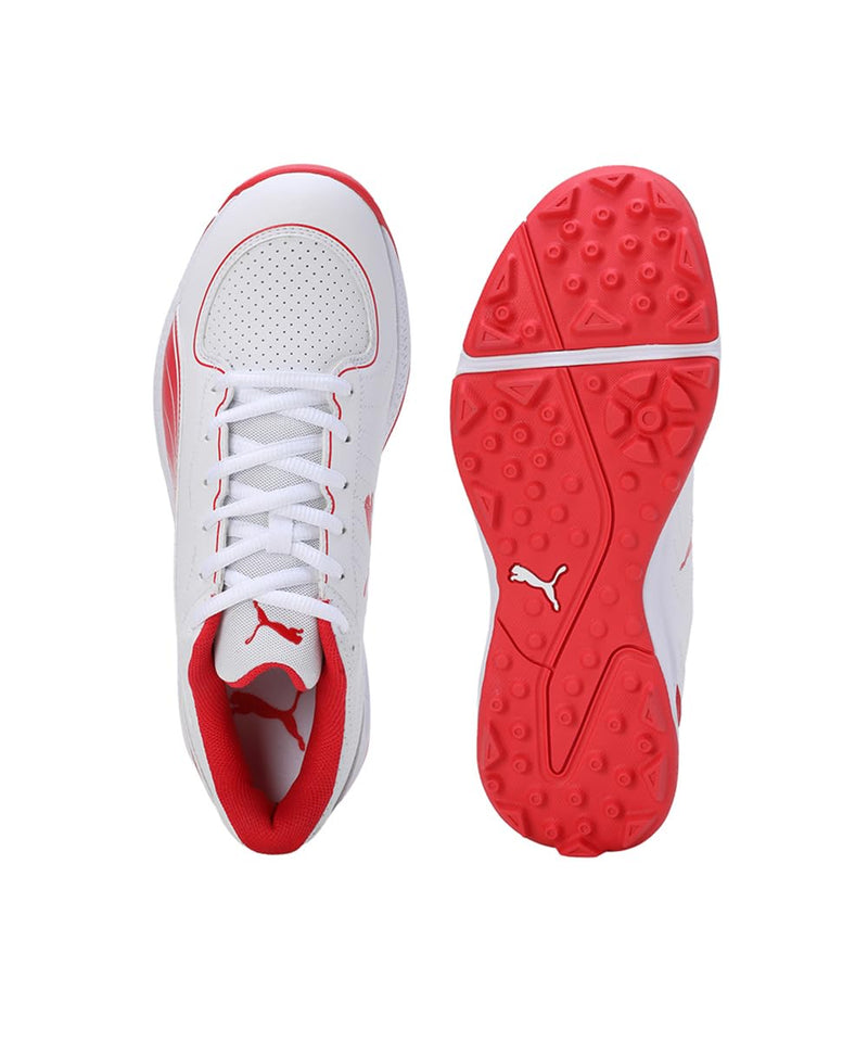 Puma 24 FH Rubber Wide Fit Cricket Shoes - White-Red