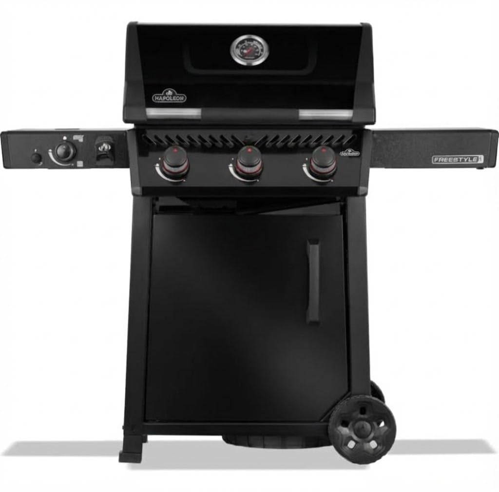 Napoleon Freestyle 365 | Flame Side Burner | Black | LPG Gas | BBQ Grill | 3 Burner | Outdoor Barbecue