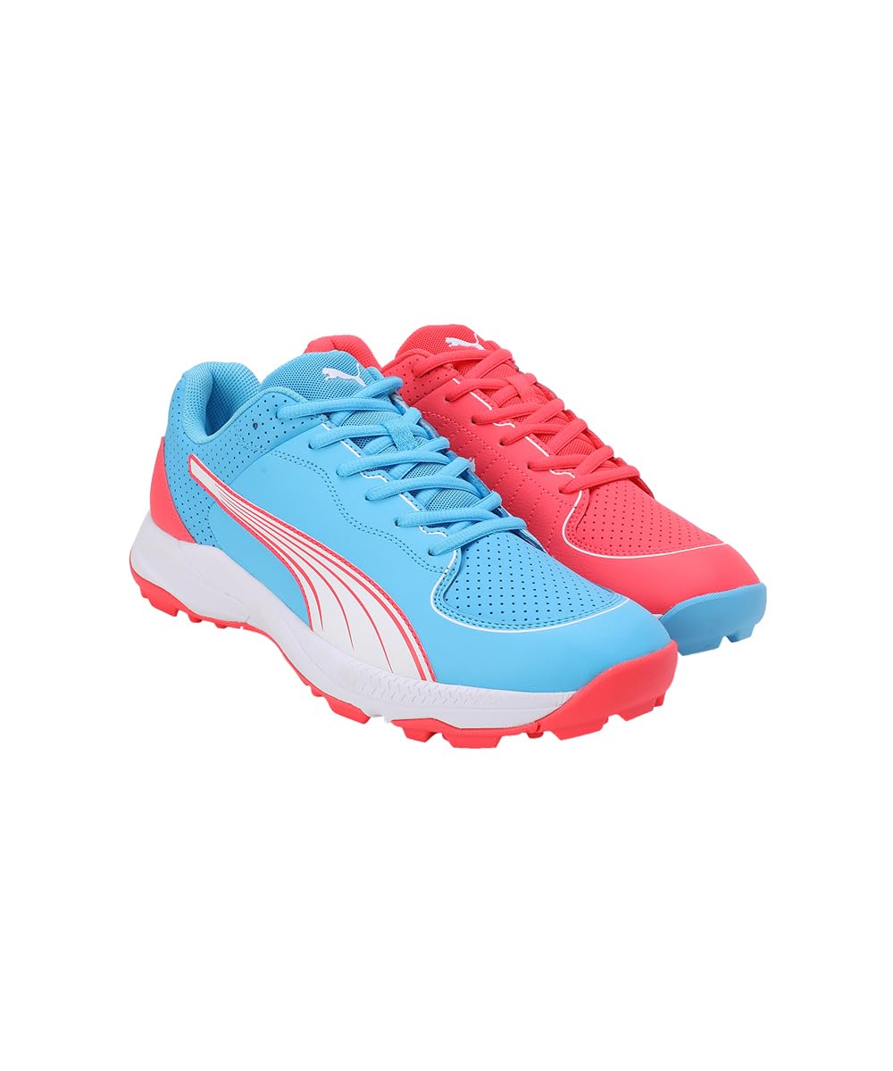 Puma 24 FH Rubber Wide Fit Cricket Shoes - Luminous Blue-White-Fire Orchid