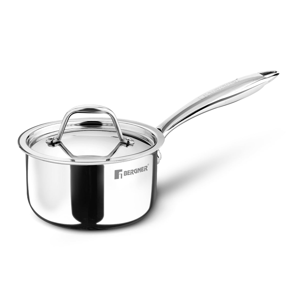 Bergner Argent Junior Chef Triply Stainless Steel Sauce Pan | 800 ml | 12 cm | Easy to Clean