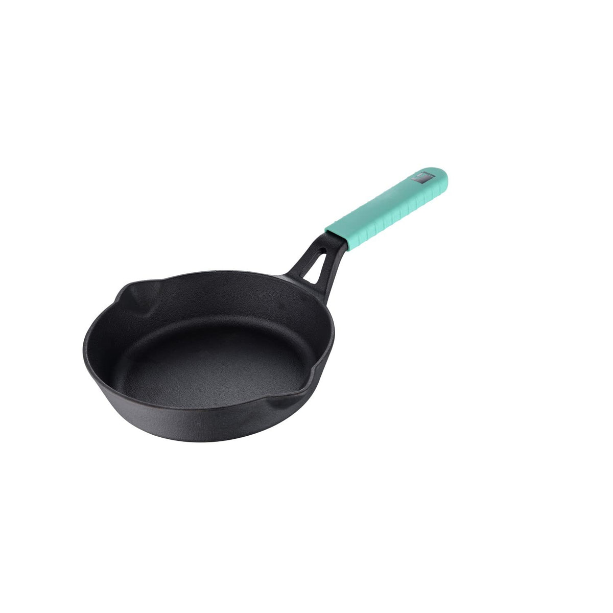 Bergner Elements Cast Iron Fry Pan | 20cm | Silicone Handle | Teal Blue | Induction Bottom and Gas Stove Ready