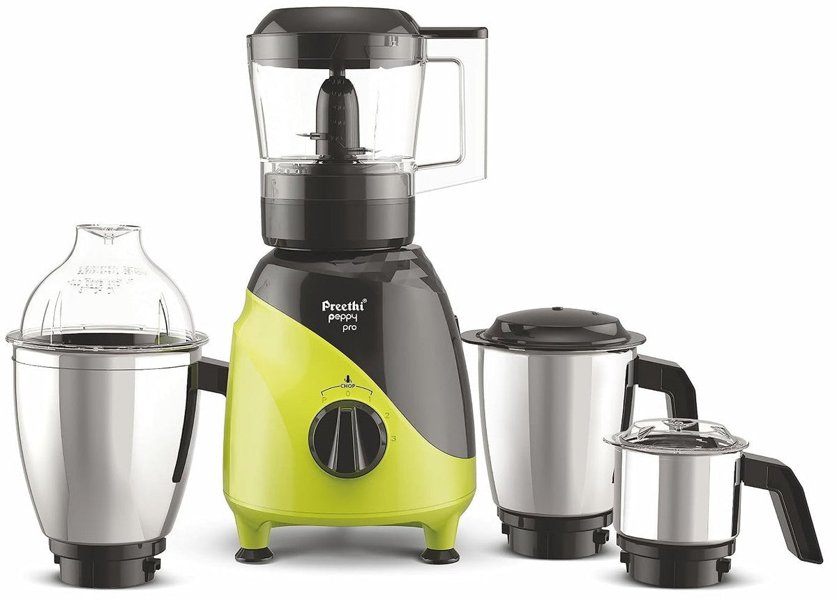 Preethi Peppy Pro Mixer Grinder for Kitchen| 750 Watts Mixie,4 Jars| 5 Yr Motor Warranty & Lifelong free service|Green/B