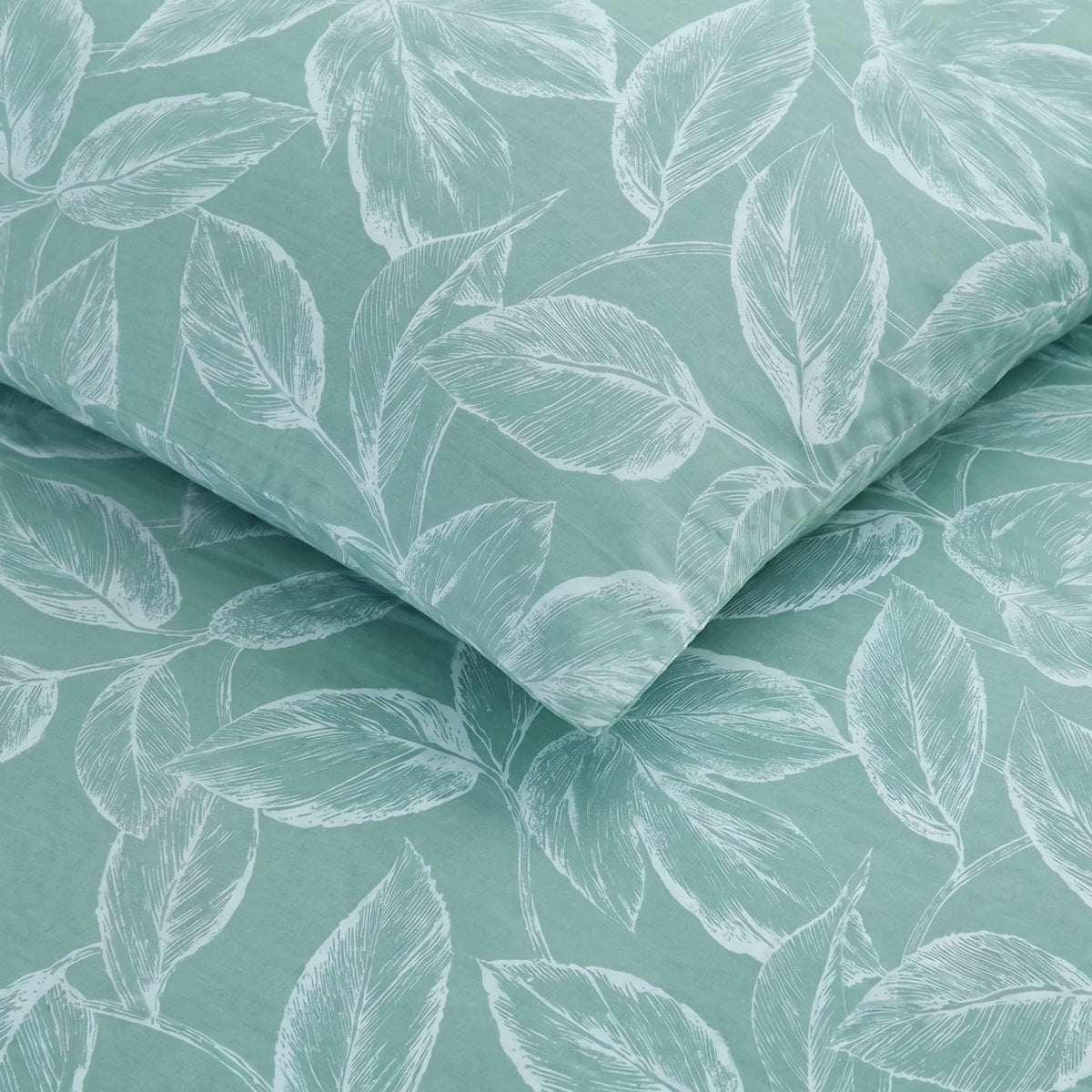 Imprimer Lilac - Leaf Printed Duvet Cover (Aqua Blue)-5