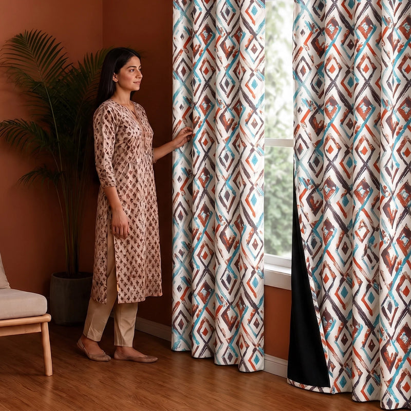 Imprimer Geometric - DP Rod Pocket Blackout Curtain (Multicolor)-5