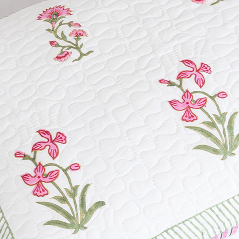 Floral Pink Quilted Pillow Covers-5