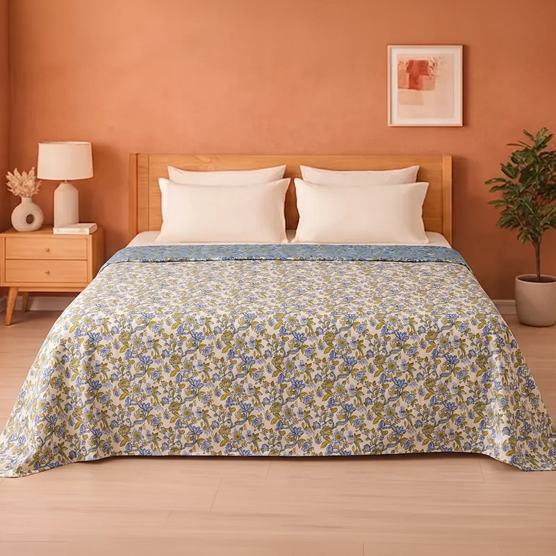 Imprimer Sage - Printed Dohar (Aqua Green & White)-5