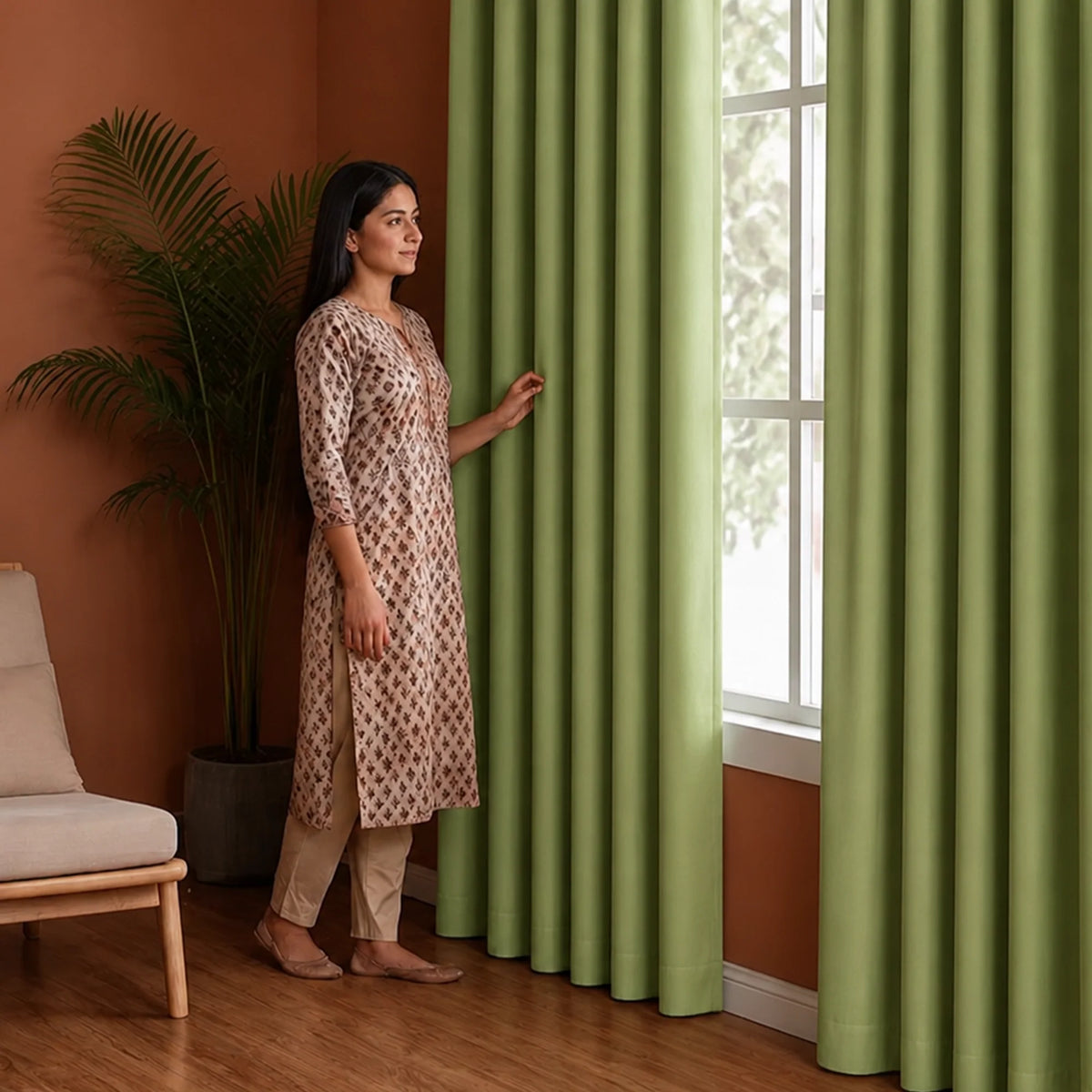 Fort Essential - Rod Pocket Blackout Curtain (Avacado Green)-5